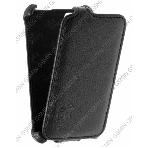 Кожаный чехол для Explay Bit Aksberry Protective Flip Case (Чёрный)