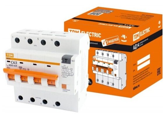 Дифференциальный автомат Tdm Electric АД14 4Р 63А 300мА (SQ0204-0147)