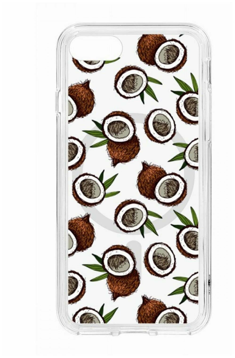Чехол для iPhone 7/8/SE 2020 Kruche Print MagSafe Кокосы,противоударный силиконовый бампер с рисунком,пластиковая накладка с защитой камеры,кейс