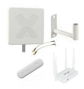 Комплект оборудования Оптимальный для усиления сигнала 3G/4G с внешней антенной, USB модемом и WiFi роутером