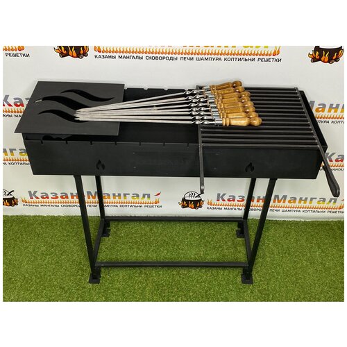 Мангал Grand Fire Premium 100 см (GFP-100) со столиком, шампурами (10 шт.) и решеткой для гриля
