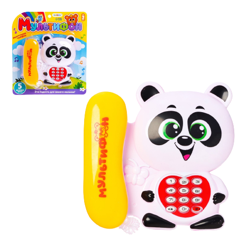 фото Музыкальный телефон «мультифон: панда», русская озвучка, работает от батареек, цвет белый нет бренда