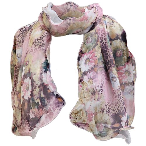 фото Шарф crystel eden,190х40 см, one size, розовый, зеленый