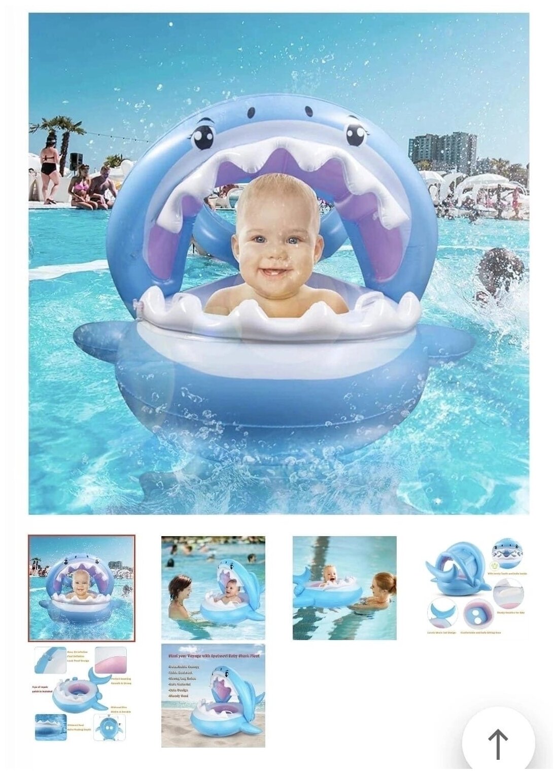 Надувная Акула с защитой от солнца для детей, надувной круг для плавания, круг-ходунки для плавания, детский круг для плавания, надувной круг