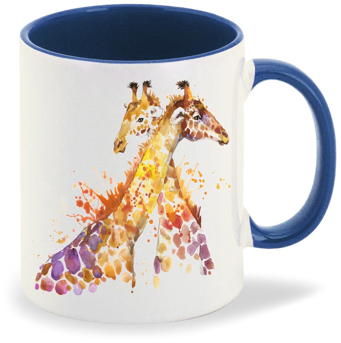 Кружка лазурный CoolPodarok Краски. Два жирафа.