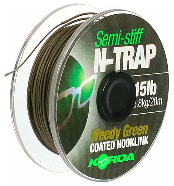 Поводковый материал KORDA N-Trap Semi-stiff 15lb Weedy Green