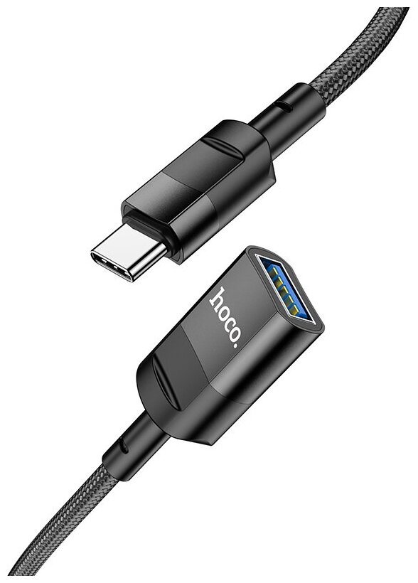 USB удлинитель с Type-C (папа) на USB-A (мама), 1.2 m, HOCO, U107, черный