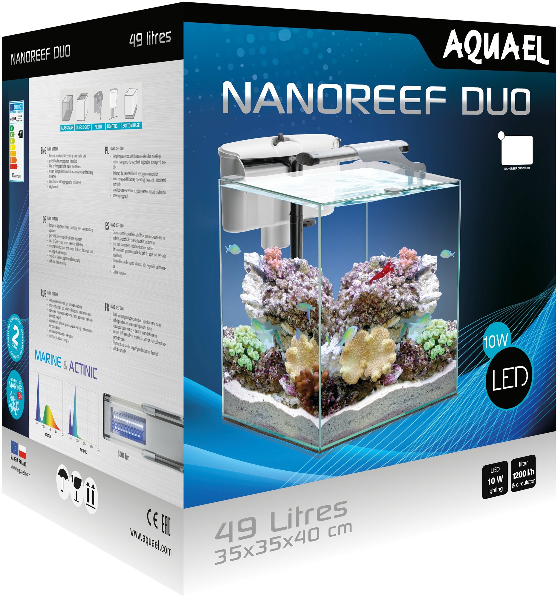 Аквариумный набор AQUAEL NANO REEF DUO LED белый, 49 л., (35*35*40см.)