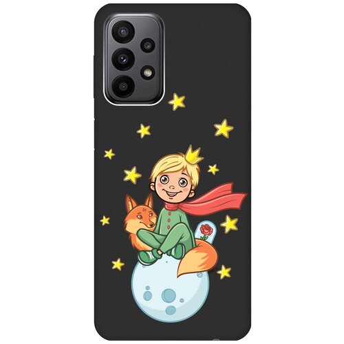 Матовый Soft Touch силиконовый чехол на Samsung Galaxy A23 4G, Самсунг А23 4Г с 3D принтом Little Prince черный силиконовый чехол на samsung galaxy a23 4g самсунг а23 4г silky touch premium с принтом little prince сиреневый