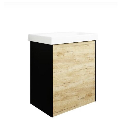 Тумба для ванной Лофт с раковиной 50 см (светлое дерево/черный)