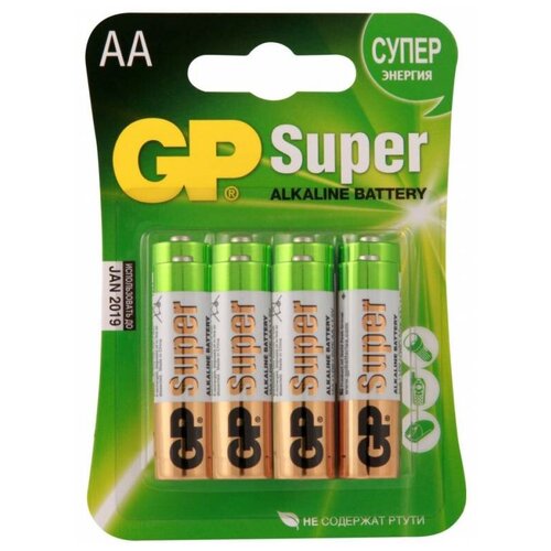 Набор из 12 штук Батарея GP Super Alkaline 15A LR6 AA (8шт) батарея gp super 15a b40 aa lr06 15а 1 5v 40 шт