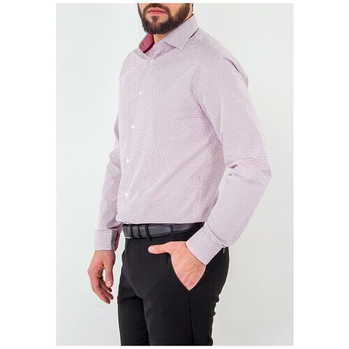 фото Рубашка мужская длинный рукав greg 164/139/7492/z/1, полуприталенный силуэт / regular fit, цвет красный, рост 174-184, размер ворота 39