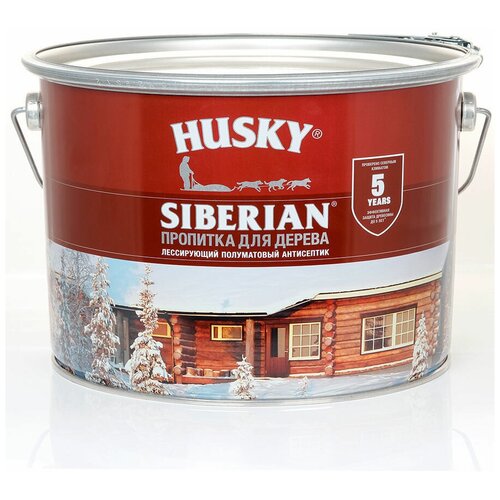 HUSKY SIBERIAN Пропитка для дерева полуматовая тиковое дерево* (9л)