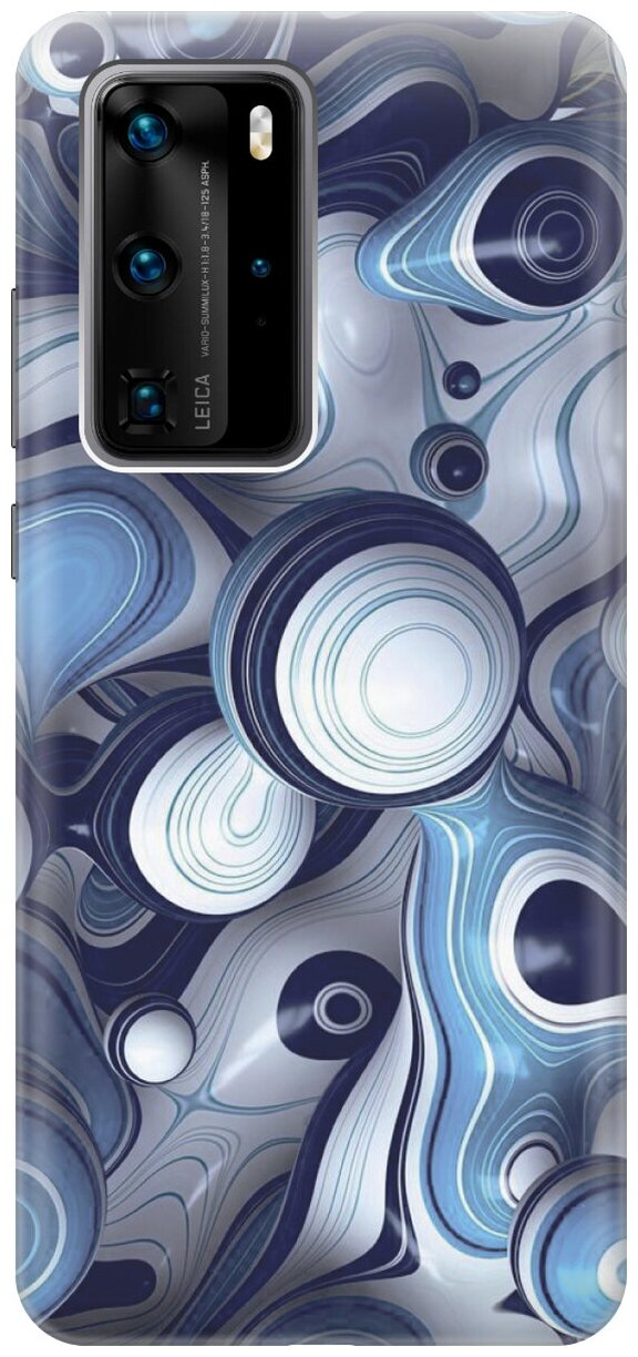 Силиконовый чехол Бело-синие капли на Huawei P40 Pro / Хуавей П40 Про