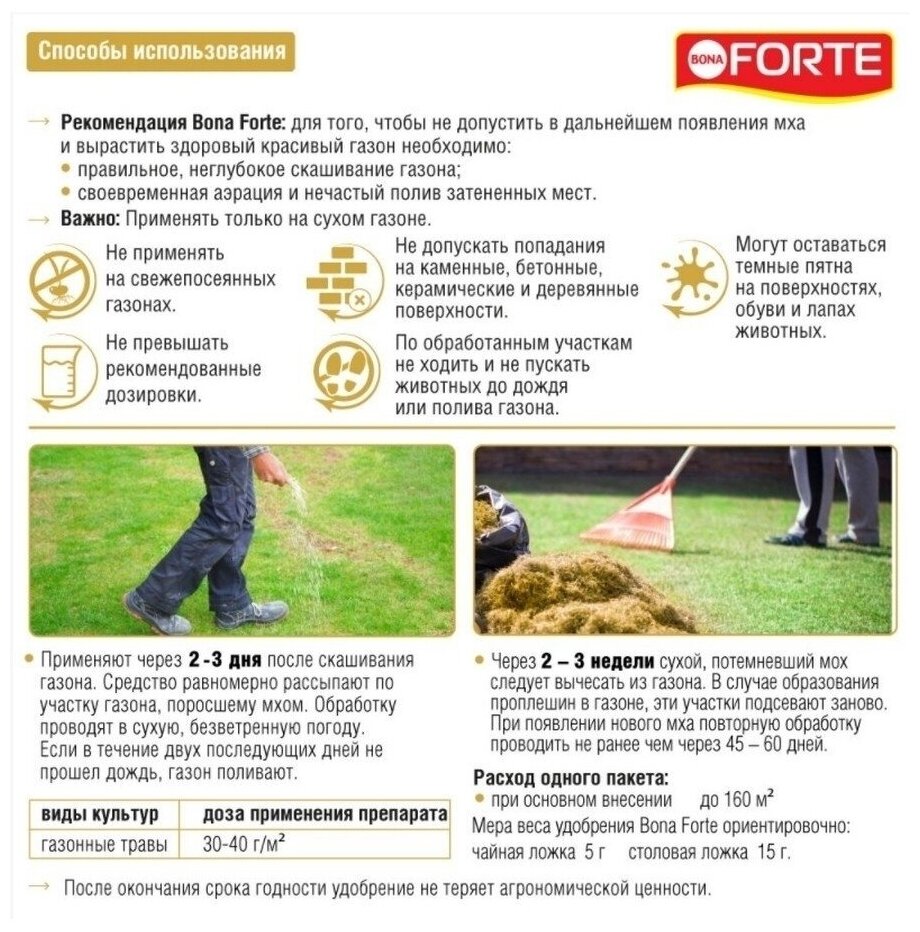 Удобрение Bona Forte для газона от МХА, пакет 5 кг