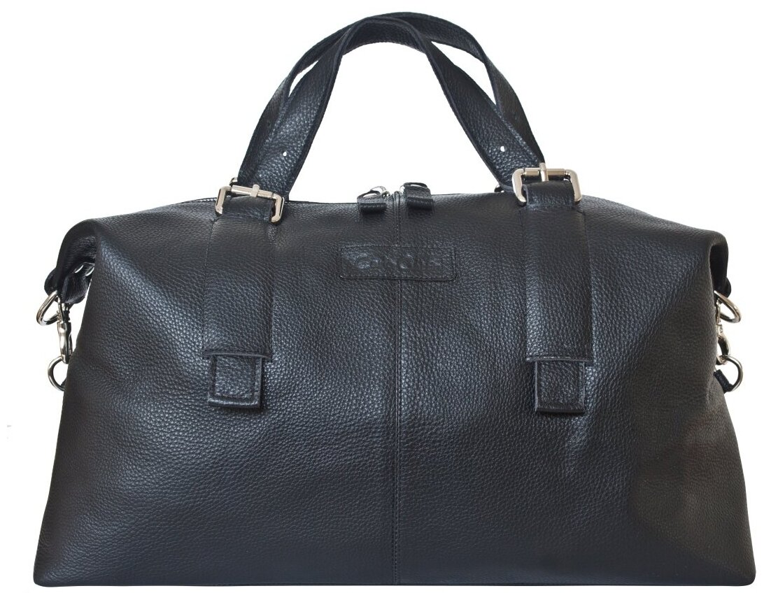 Кожаная дорожная сумка, черная Carlo Gattini 4013-01 - фотография № 2