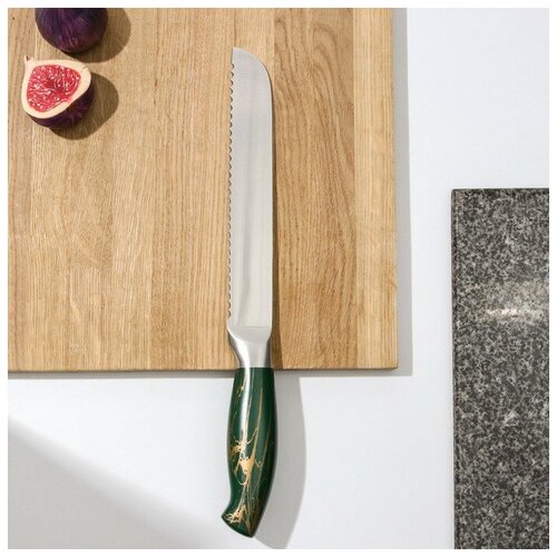 Нож кухонный Домашняя Zeus, хлебный, 20 см, цвет изумрудный
