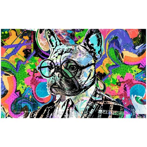 Фотообои Уютная стена Французский бульдог на ярком фоне 440х270 см Бесшовные Премиум единым полотном 22450₽