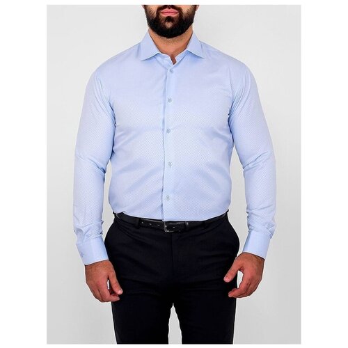 фото Рубашка мужская длинный рукав greg 203/199/1170/z_gb, полуприталенный силуэт / regular fit, цвет голубой, рост 174-184, размер ворота 39