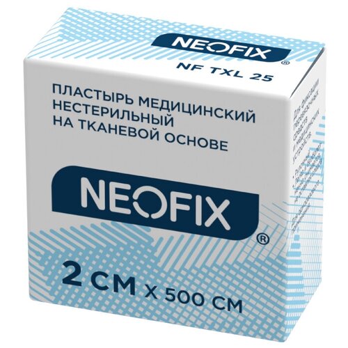 Пластырь медицинский на тканевой основе NEOFIX TXL, 2х500 см, 12 шт