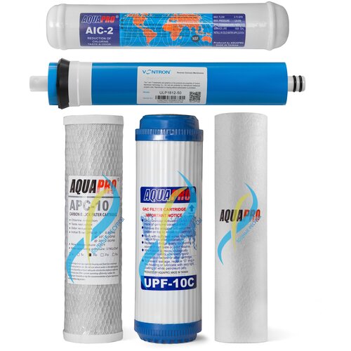 Полный комплект фильтроэлементов для AQUAPRO 5 ступеней насос aquapro pmap6690 36v 1 5а для осмоса полный комплект для мембраны 100 200 gpd