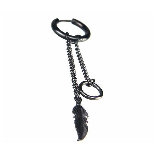 фото Черная серьга подвеска с пером 17 мм se1819 mr. morgan