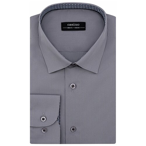 фото Рубашка мужская длинный рукав casino c330/157/soho/z/1p, полуприталенный силуэт / regular fit, цвет серый, рост 174-184, размер ворота 40