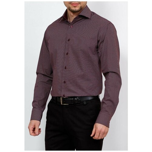 фото Рубашка мужская длинный рукав berthier udine-835575/ fit-m(0), полуприталенный силуэт / regular fit, цвет бордовый, рост 174-184, размер ворота 44