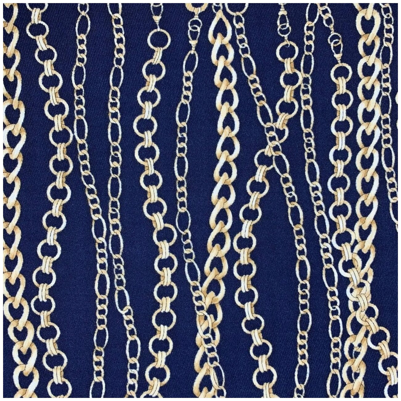 Ткань костюмная bibliotex темно-синего цвета с принтом в виде цепей. Шерсть 100%. Италия. 0,5 м (ширина 160 см)