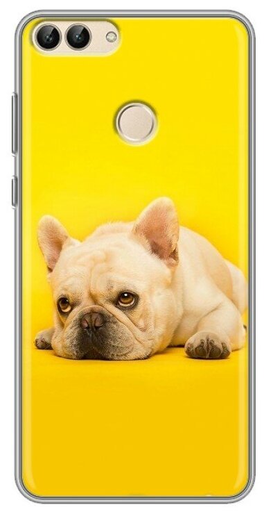 Дизайнерский силиконовый чехол для Хуавей Р Смарт / Huawei P Smart Собака бульдог