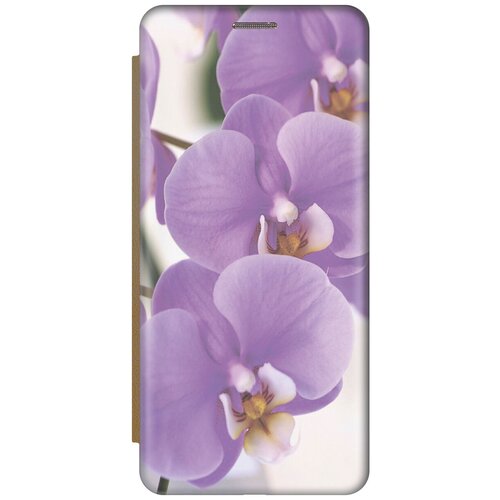 Чехол-книжка на Apple iPhone 14 / Эпл Айфон 14 с рисунком Сиреневые орхидеи золотистый чехол книжка на apple iphone 14 эпл айфон 14 с рисунком лиловые орхидеи золотистый