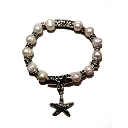 Браслет с подвеской и черно-белым жемчугом 