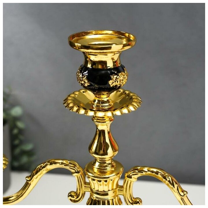 Подсвечник металл на 3 свечи "Розарий" золото, чёрная эмаль 35,5х32х12 см 4635006 . - фотография № 7
