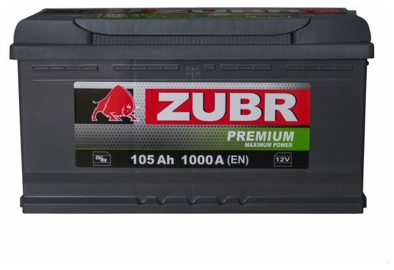 Аккумулятор автомобильный ZUBR Premium NPR 105Ач 1000А Обратная полярность (353х175х190)