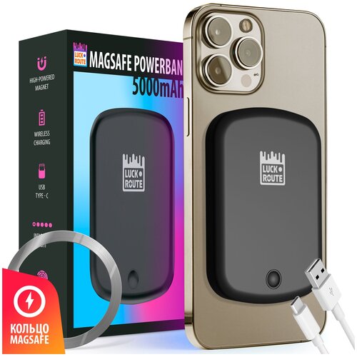 Пауэрбанк Luckroute Power Bank для телефона iPhoneAndroid - Внешний аккумулятор 5000mAh с беспроводной быстрой зарядкой QC3 MagSafe кольцо 377900₽