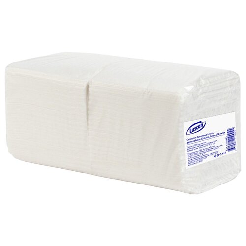 Купить Салфетки бумажные Luscan 33x33 см белые 2-слойные 200 штук в упаковке, белый, Бумажные салфетки