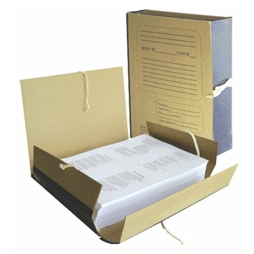 Папка для бумаг архивная А4 (225х310 мм), 80 мм, 4 завязки, крафт, корешок - бумвинил