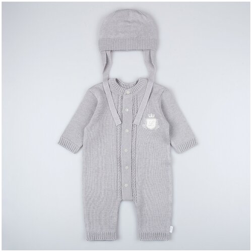 Комплект одежды LEO, размер 62, серый комплекты детской одежды лео комплект комбинезон кофточка шапочка рукавицы марсель