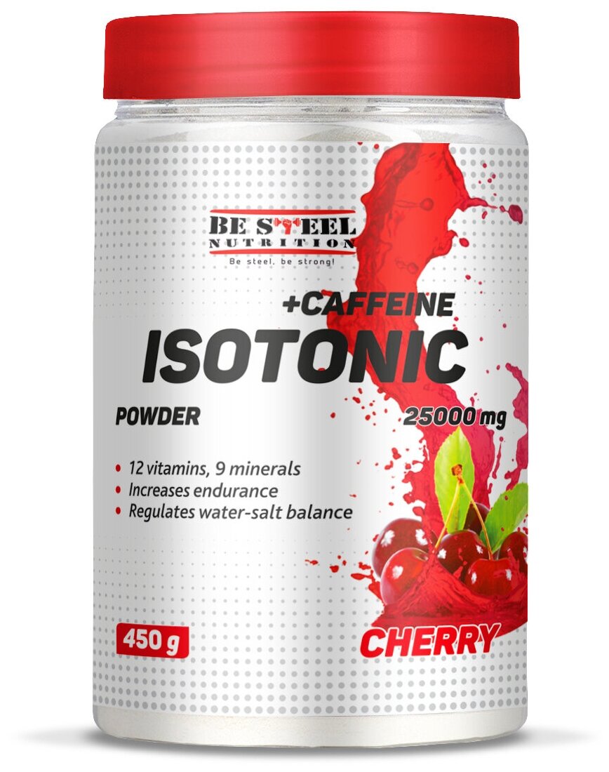 Be Steel Nutrition Isotonic+Caffeine Powder 450г (вишня),A plus