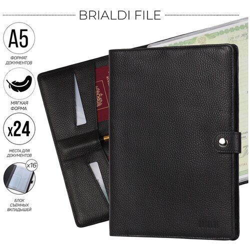 Папка для документов А5 мягкой формы BRIALDI File (Файл) relief black