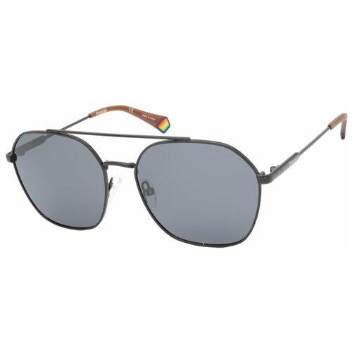 фото Солнцезащитные очки polaroid, прямоугольные, оправа: металл, с защитой от уф, поляризационные, черный