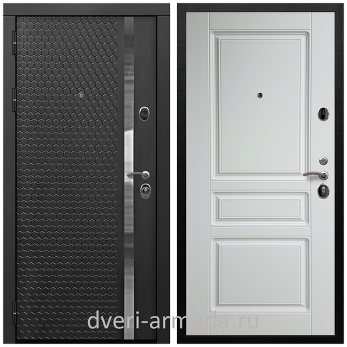 Дверь входная Армада Черная шагрень ФЛН - 501/ ФЛ-243 Белый матовый МДФ панель 16 мм с фрезеровкой