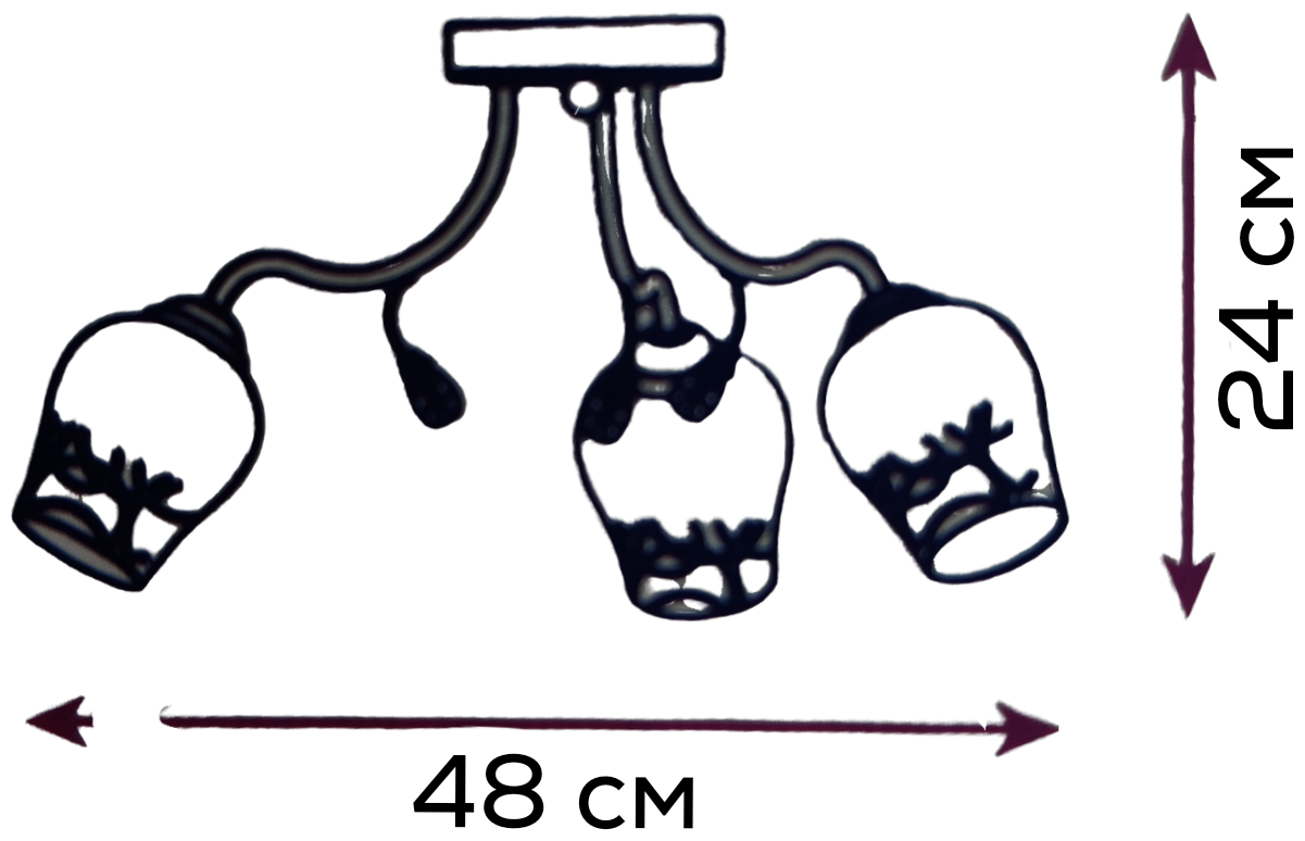 Люстра потолочная LUCKY-CL60E14*3BL 3х40Вт Е14 черный, белый матовый - фотография № 4