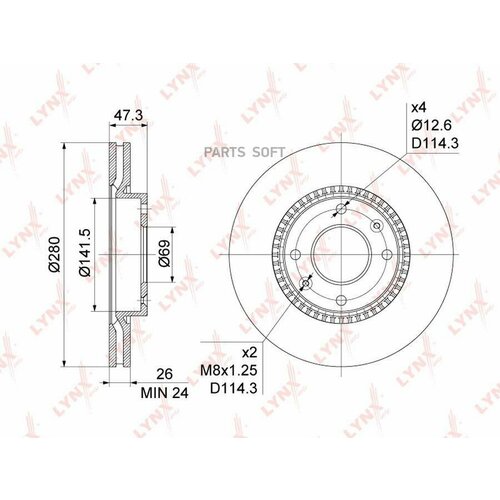 LYNXAUTO BN1052 BN-1052 Диск тормозной LYNXauto 2шт