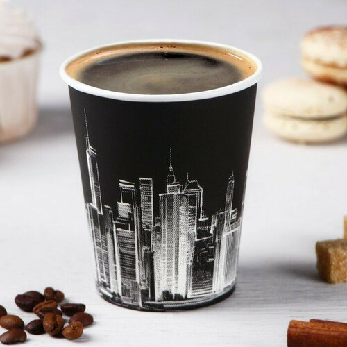 Стакан бумажный Город чёрный 250 мл d8 см 50шт 507₽