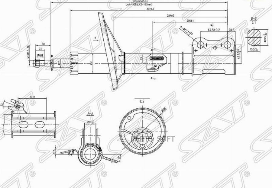 Стойка передняя Lexus RX 97-03 / Toyota Harrier (XU10) 97-03 (Справа) SAT ST-48510-49167 | цена за 1 шт