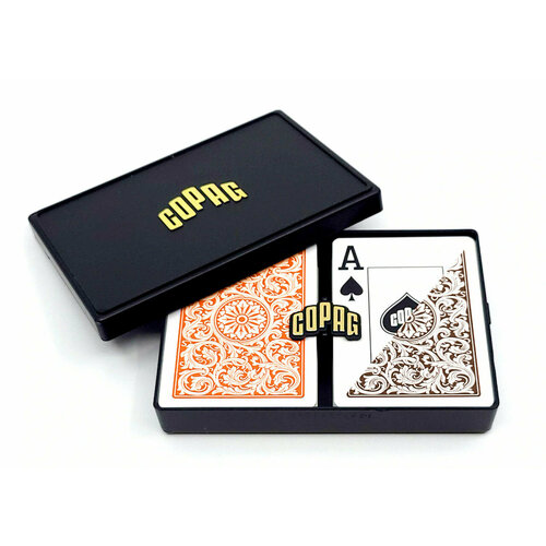 Карты 1546 Plastic Poker Size Jumbo Index orange/brown Double-Deck Set карты 1546 elite plastic poker size jumbo index gold single deck