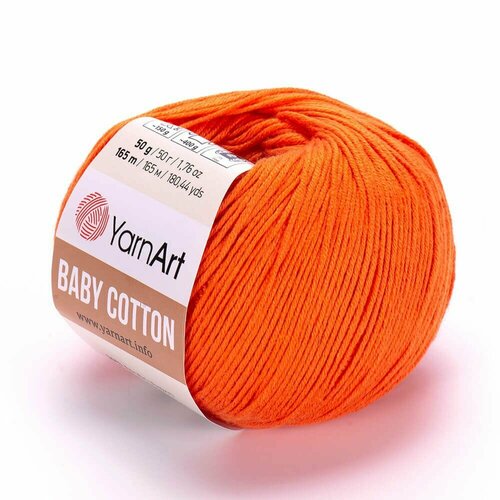 Пряжа Baby Cotton YarnArt, оранжевый - 421, 50% хлопок, 50% акрил, 10 мотков, 50 г, 165 м.