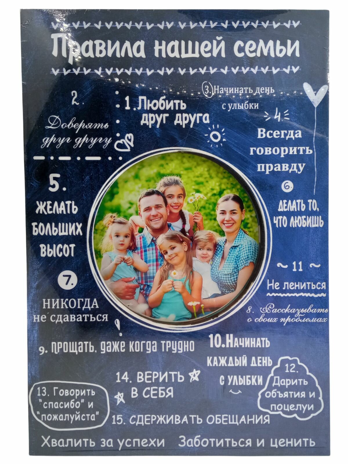 Фоторамка постер Правила нашей семьи с надписями