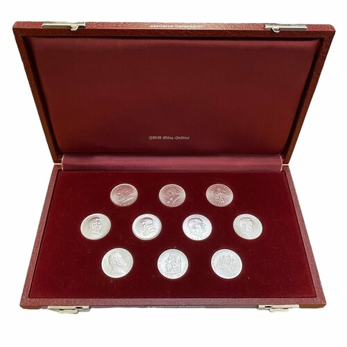 Австрия, полный набор монет в оригинальной упаковке 2 шиллинга 1928-1937 гг. (10 штук) австрия 100 шиллингов 1975 г 150 лет со дня рождения иоганна штрауса